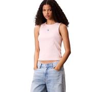 Calvin Klein Donna Canotta Woven Label Rib con Logo, Rosa (Cloud Pink), XXS