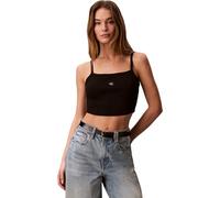 Calvin Klein Canotta da Donna SL Woven Label 2X2 Baby Rib Crop LV047F221G, Nera, L
