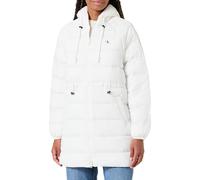 Calvin Klein Donna Cappotto Piumino Lightweight Logo Mid Length con Cappuccio, Bianco (Snow White), L