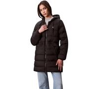 Calvin Klein Donna Cappotto Piumino Lightweight Logo Mid Length con Cappuccio, Nero (Black), XXS