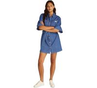 Calvin Klein Donna Chemisier Linen Boxy Belted Denim, Blu (Denim Medium), M