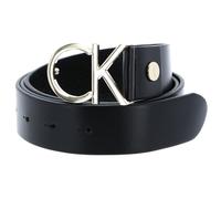 Calvin Klein Donna Cintura Ck Logo Belt 3.5 cm Cintura in Pelle, Nero (Black Leather/Light Gold Buckle), 85 cm