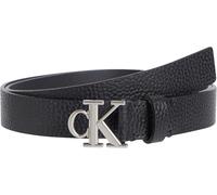 Calvin Klein Donna Cintura Monogram Plaque Buckle 2,5 cm Cintura in Pelle, Nero (Na Black/Pewter), 85 cm