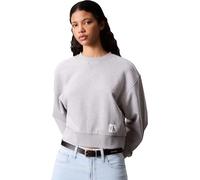Calvin Klein Donna Felpa Badge Logo Cropped, Grigio (Bc06 Grey Heather), S