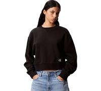 Calvin Klein Donna Felpa Badge Logo Cropped, Nero (Black), XS
