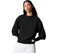 Calvin Klein Donna Felpa Badge Logo Terry con Scollo Rotondo, Nero (Black), M