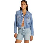 Calvin Klein Donna Giacca in Jeans Cropped 90’S Denim Trucker con Taschini sul Petto, Blu (Denim Light), S