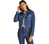 Calvin Klein Donna Giacca in Jeans Cropped 90’S Denim Trucker con Taschini sul Petto, Blu (Denim Medium), L