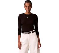 Calvin Klein LV047E205G - Maglietta da Donna con Etichetta Tessuta 2 x 2 cm, Colore Nero (Nero), L, Nero (Nero), L