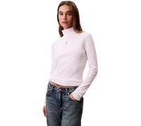 Calvin Klein Donna Maglietta Maniche Lunghe Woven Turtleneck con Collo Alto, Bianco (Brilliant White), L