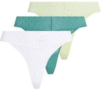Calvin Klein Donna Perizomi Confezione da 3 Low Rise con Pizzo, Multicolore (White/Highline Green/Lively Teal), XXL