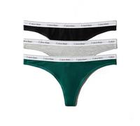 Calvin Klein Donna Perizomi Confezione da 3 Thong Intimo, Multicolore (Black/Grey Heather/Turf), L