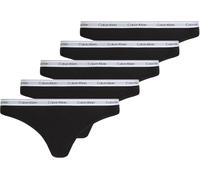 Calvin Klein Donna Perizomi Confezione da 5 Thong Low-Rise Cotone Elasticizzato, Multicolore (Black/Black/Black/Black/Black), L