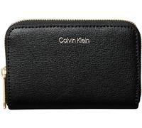 Calvin Klein Portafoglio donna quadrato con cerniera e logo in lamina metallica, Nero, Taglia Unica