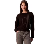 Calvin Klein Maglione da Donna a Maniche Lunghe in Cotone Liscio CK Jac LV047E304G, Nero (Nero), L, Nero (Nero), L