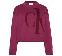 Calvin Klein Donna Pullover Smooth Cotton con Bordo in Maglia a Costine, Rosso (Berry Glaze), XL