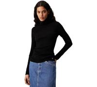 Calvin Klein Donna Pullover Woven Roll Neck Sweater con Collo Alto, Nero (CK Black), S