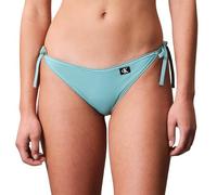 Calvin Klein Donna Slip Bikini Allacciatura Laterale String Side Tie con Etichetta con Logo, (Saltwater Aqua), XS