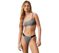 Calvin Klein Donna Slip Bikini Brasiliana con Branding, Nero (Pvh Black), XS