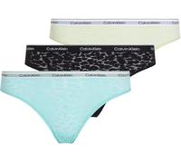 Calvin Klein Donna Slip Brasiliana Confezione da 3 Low-Rise Intimo, Multicolore (Black/Highline Green/Beau Blue/), XXXL