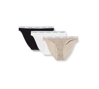 Calvin Klein Donna Slip Taglio Bikini Confezione da 3 con Fascia con Logo, Multicolore (Black/Classic White/Animal Mirror), XL