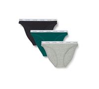 Calvin Klein Donna Slip Taglio Bikini Confezione da 3 Cotone Elasticizzato, Multicolore (Black/Grey Heather/Turf), L
