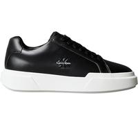 Calvin Klein Donna Sneakers con Suola Preformata Chunky Laceup in Pelle, Nero (Black/Bright White), 36