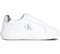 Calvin Klein Donna Sneakers con Suola Preformata Chunky Silver in Pelle, Bianco (Bright White/Silver), 41