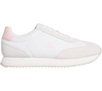 Calvin Klein Donna Sneakers Running Laceup in Pelle, Bianco (Bright White/Sweet Pink), 36
