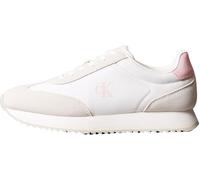 Calvin Klein Donna Sneakers Running Laceup in Pelle, Bianco (Bright White/Sweet Pink), 41