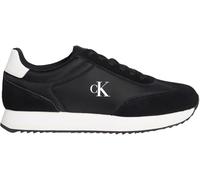 Calvin Klein Donna Sneakers Running Laceup in Pelle, Nero (Black/Bright White), 39