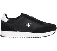 Calvin Klein Donna Sneakers Running Laceup in Pelle, Nero (Black/Bright White), 41