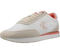 Calvin Klein Retro Runner Lace Up Nylon MG Yw0yw01990, Basso Top Donna, Beige (Brilliant White/Light Cashew/Pink), 38 EU