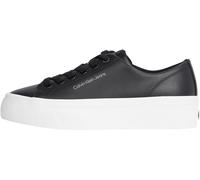 Calvin Klein Donna Sneakers Vulcanizzate Flatform Low in Pelle, Nero (Black/Bright White), 39