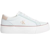 Calvin Klein Donna Sneakers Vulcanizzate Flatform Nylon Mix con Logo, Bianco (Billowing Sail/Oxford Tan), 41
