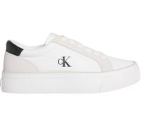 Calvin Klein Donna Sneakers Vulcanizzate Flatform Nylon Mix con Logo, Bianco (Bright White/Black), 39