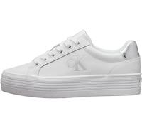 Calvin Klein Donna Sneakers Vulcanizzate Laceup con Zeppa, Bianco (Bright White/Silver), 38