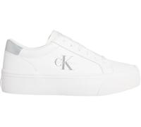 Calvin Klein Donna Sneakers Vulcanizzate Silver Logo Tag con Logo, Bianco (Bright White/Silver), 38