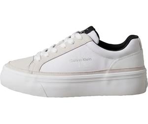 Calvin Klein Donna Sneakers Vulcanizzate Vulc Flatf Laceup NY-su con Logo, Avorio (Bright White/Black), 38