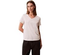 Calvin Klein Donna T-Shirt Maniche Corte Archive Jersey Tee con Scollo a V, Avorio (Ba01 Grey Heather), L