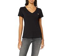 T-shirt Calvin Klein Jeans Slim V-Neck Monogram manica corta nero donna - M