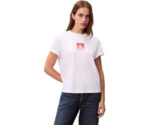 Calvin Klein Donna T-Shirt Maniche Corte Classic Boxed Monogram con Logo, Bianco (Bright White), S