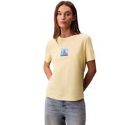 Calvin Klein Donna T-Shirt Maniche Corte Classic Boxed Monogram con Logo, Giallo (Chartreuse Melon), S