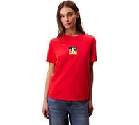 Calvin Klein Donna T-Shirt Maniche Corte Classic Boxed Monogram con Logo, Rosso (Tuscan Terra Cotta), L
