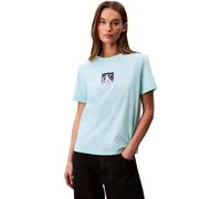 Calvin Klein Donna T-Shirt Maniche Corte Classic Boxed Monogram con Logo, Turchese (Tahiti Turquoise), L