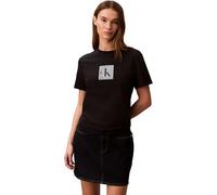 Calvin Klein Donna T-Shirt Maniche Corte Classic Fit Monogram con Scollo Rotondo, Nero (Black), M