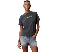 Calvin Klein Donna T-Shirt Maniche Corte Classic Script Two Tone con Scollo Rotondo, Grigio (Dark Slate), XXL