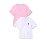 Calvin Klein Donna T-Shirt Maniche Corte Confezione da 2 Logo Tee con Scollo a V, Rosa (Fairy Tale), XXS