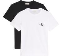 Calvin Klein Donna T-Shirt Maniche Corte Confezione da 2 Logo Tee con Scollo Rotondo, Multicolore (Black/Brilliant White), S