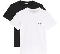 Calvin Klein Donna T-Shirt Maniche Corte Confezione da 2 Logo Tee con Scollo Rotondo, Multicolore (Black/Brilliant White), L